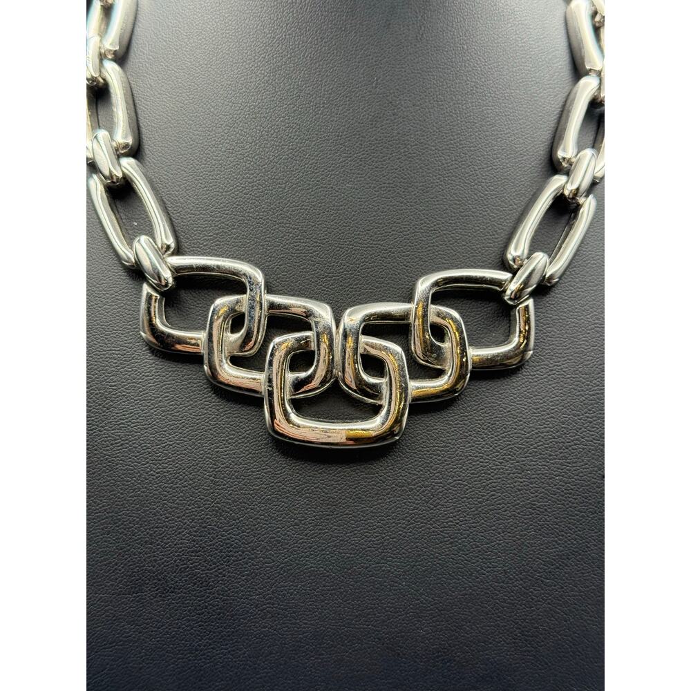 Vintage Crown Trifari Geometric Silver Tone Choker